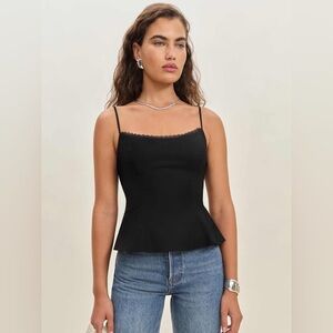 Reformation Black Peplum Camisole Top
